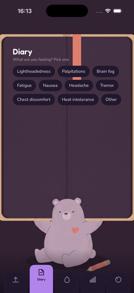 The diary written on the journal the bear holds open